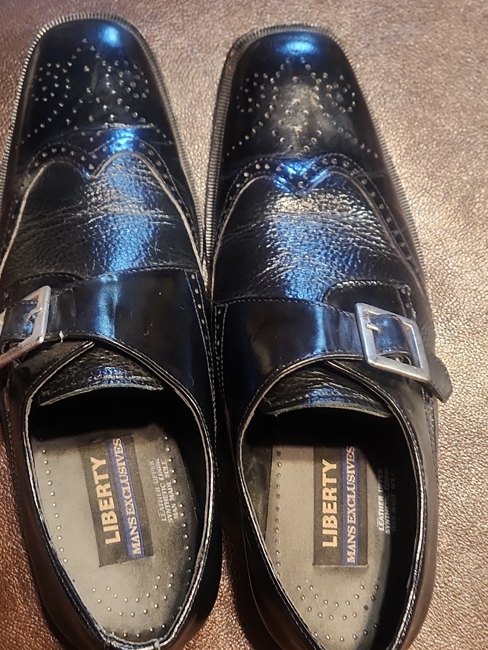 liberty Black Leather Single Monk Strap Dress Loafers